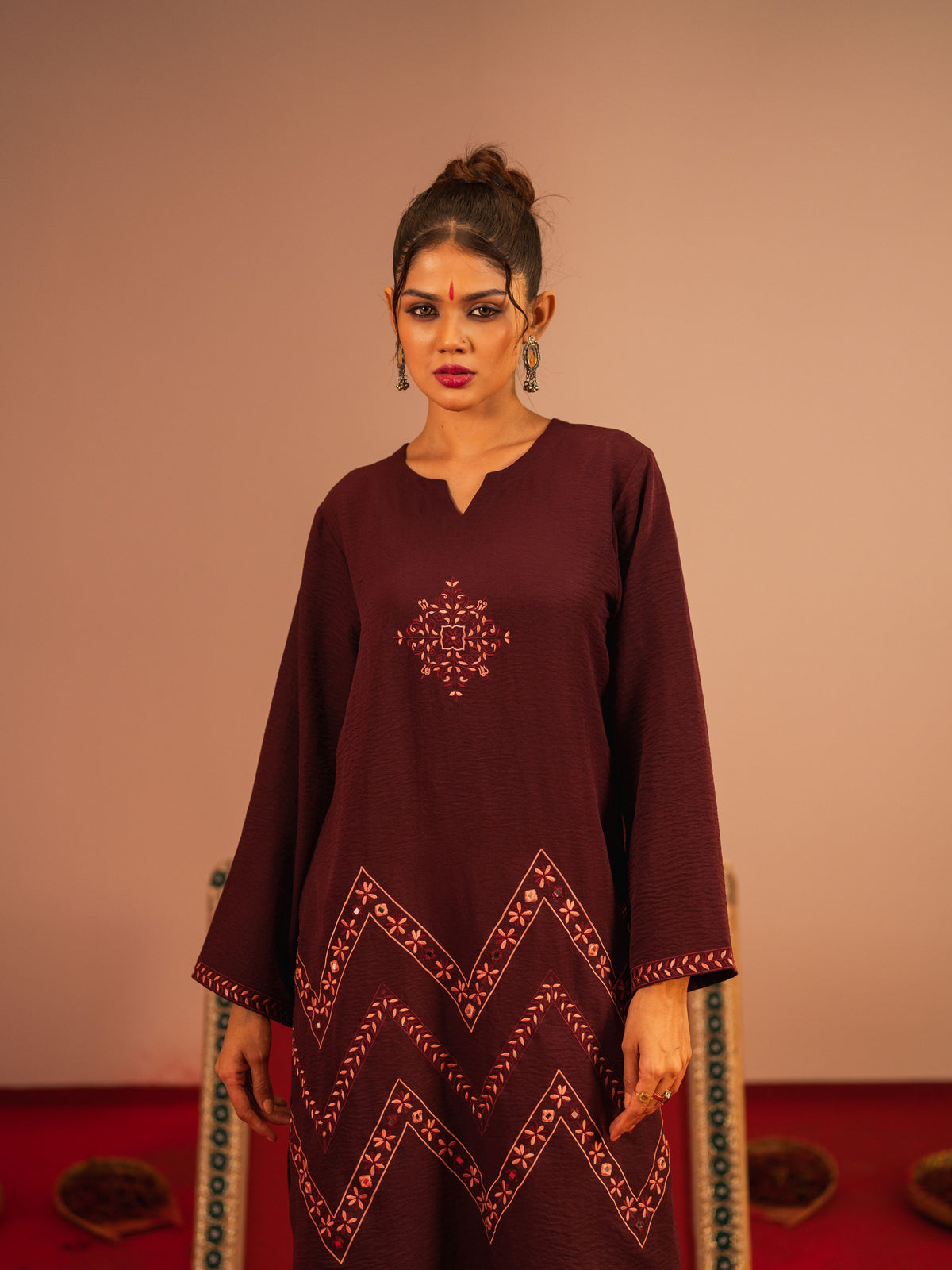 Women's Burnt Burgundy 2 Piece Suit