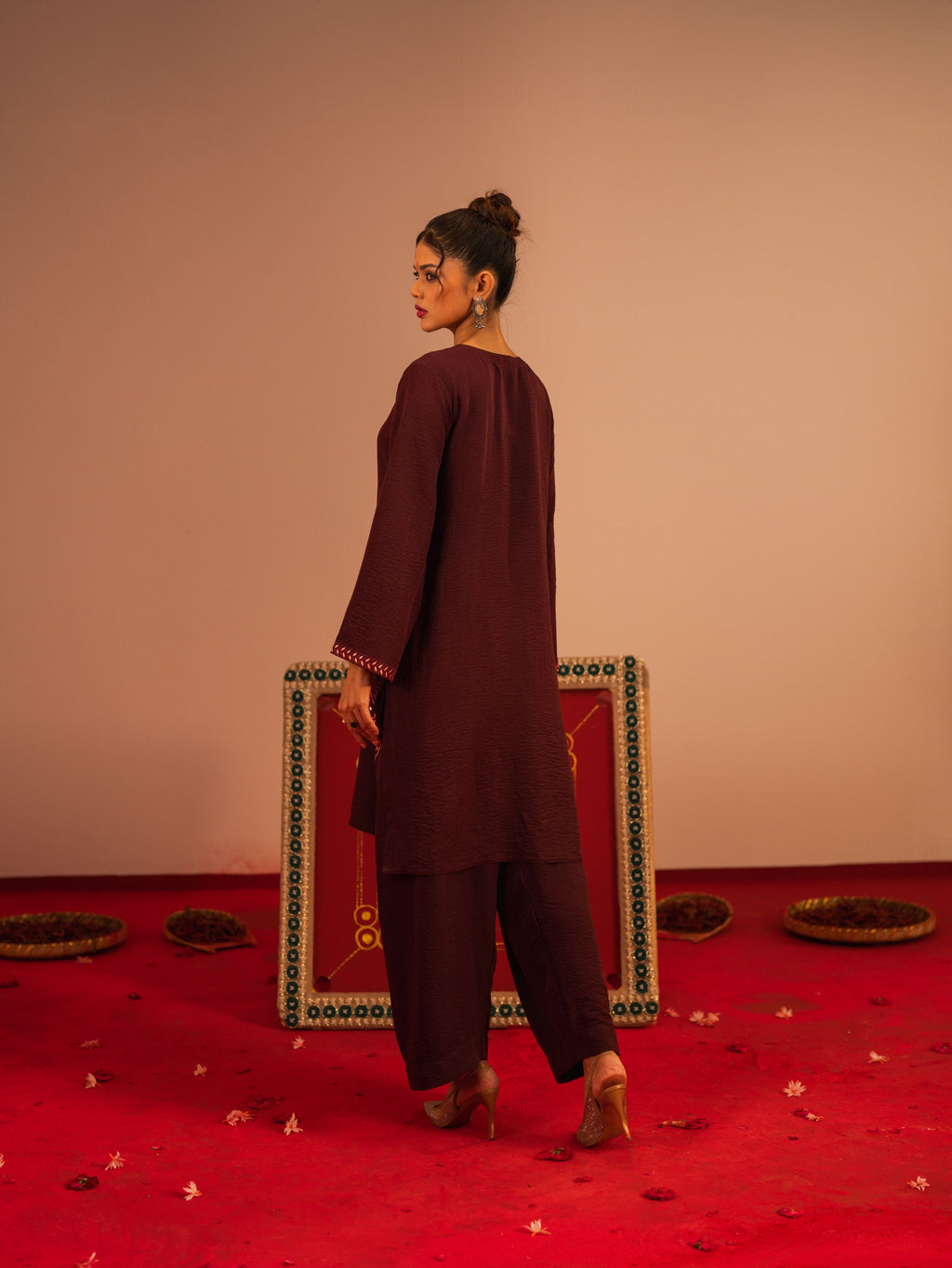 Women's Burnt Burgundy 2 Piece Suit