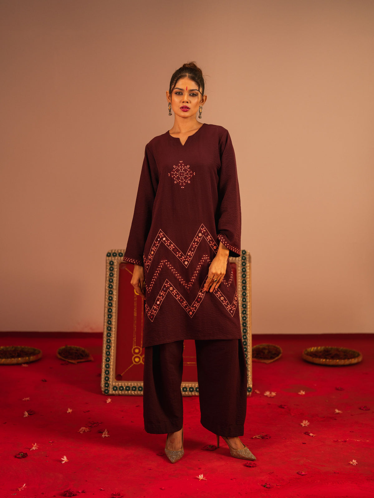 Women's Burnt Burgundy 2 Piece Suit