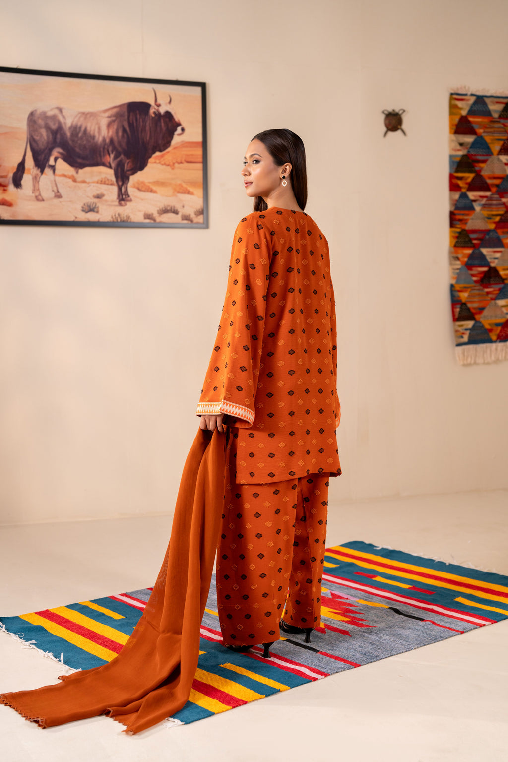 Women's 3 Piece Suit Burnt Orange
