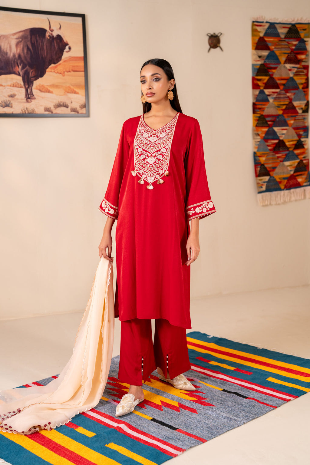 Women's Scarlet Red 3 Piece Suit