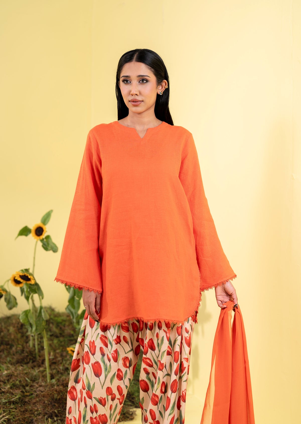 Women's Orange 3 Piece Suit