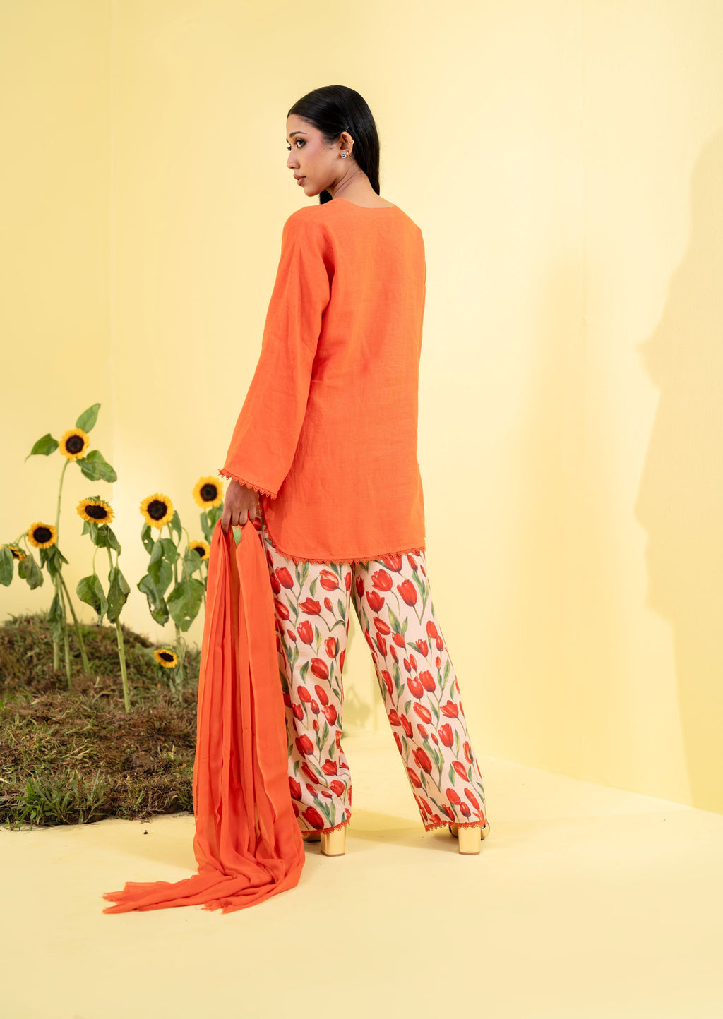 Women's Orange 3 Piece Suit