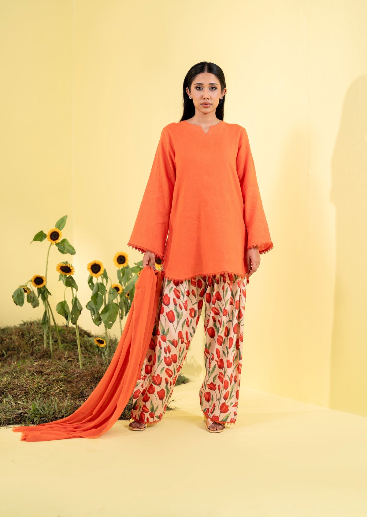 Women's Orange 3 Piece Suit