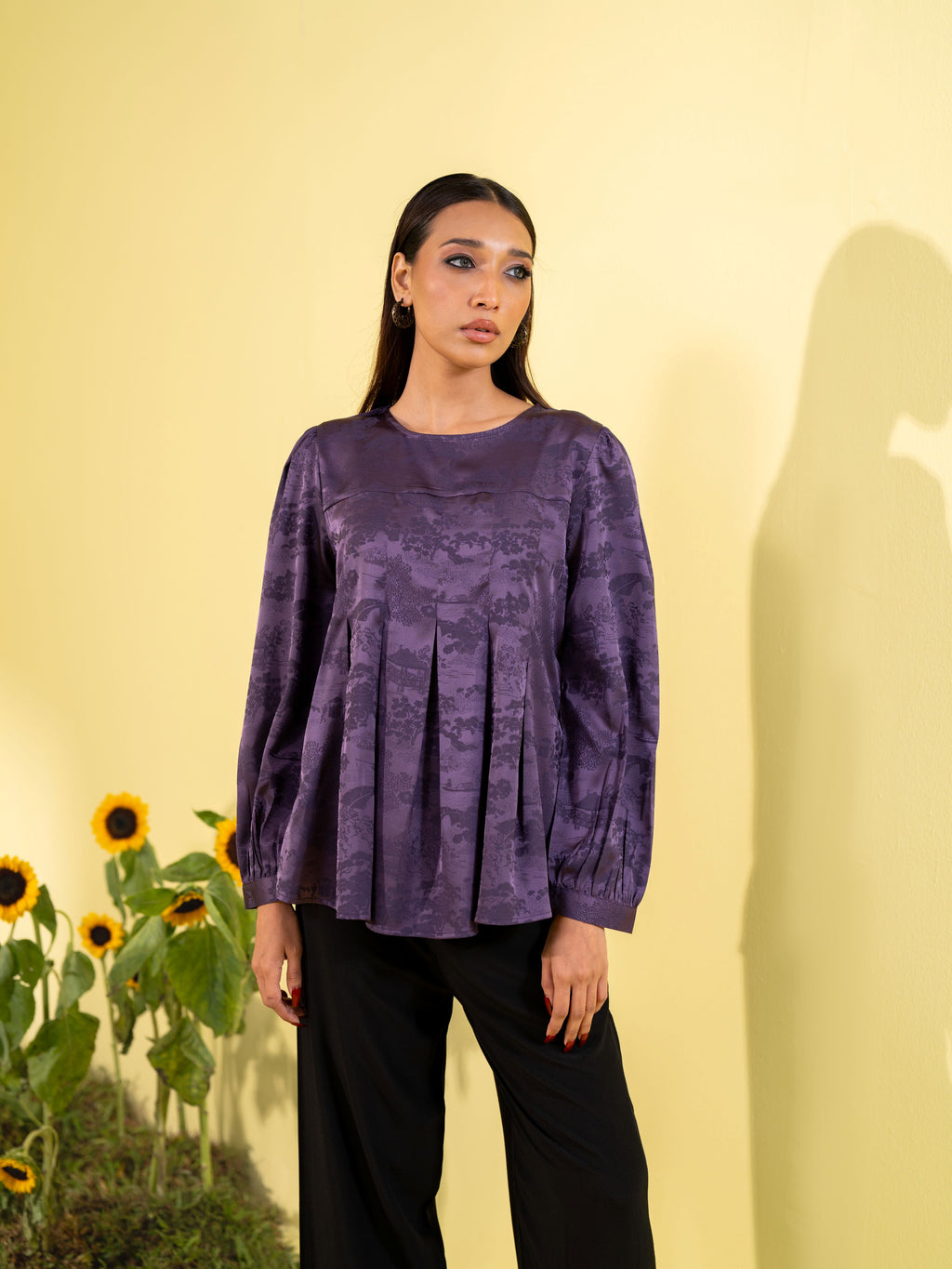 Dark Purple Women's Woven Fashion Top