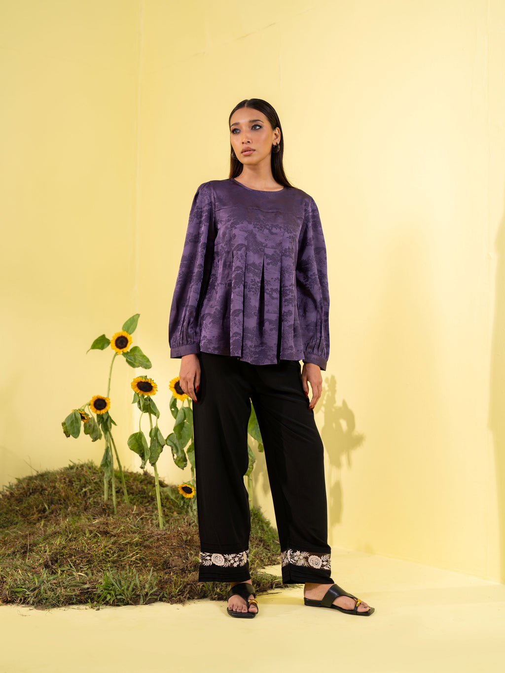 Dark Purple Women's Woven Fashion Top