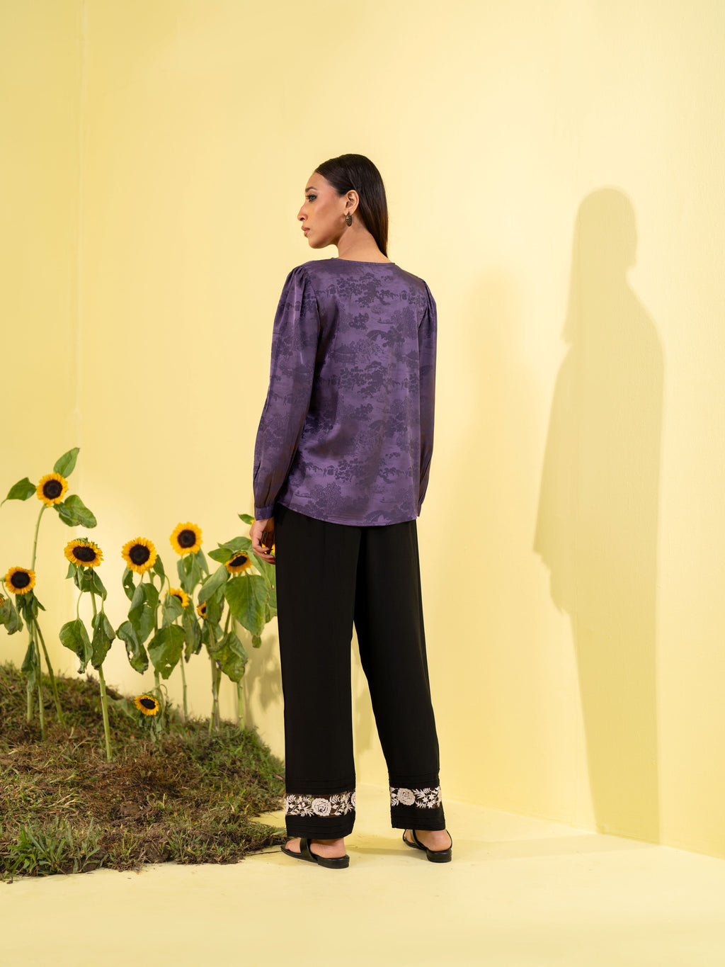Dark Purple Women's Woven Fashion Top