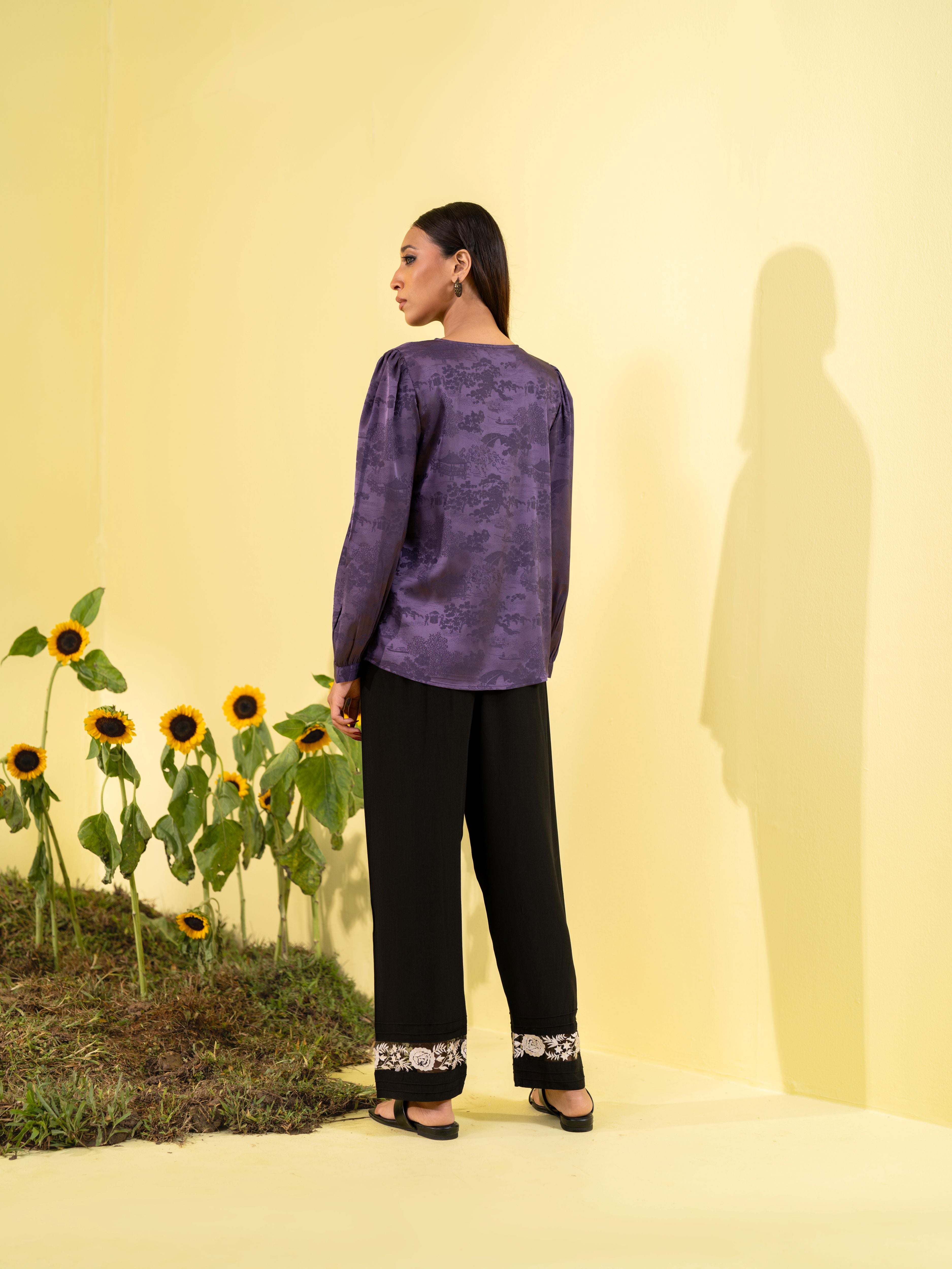 Dark Purple Women's Woven Fashion Top