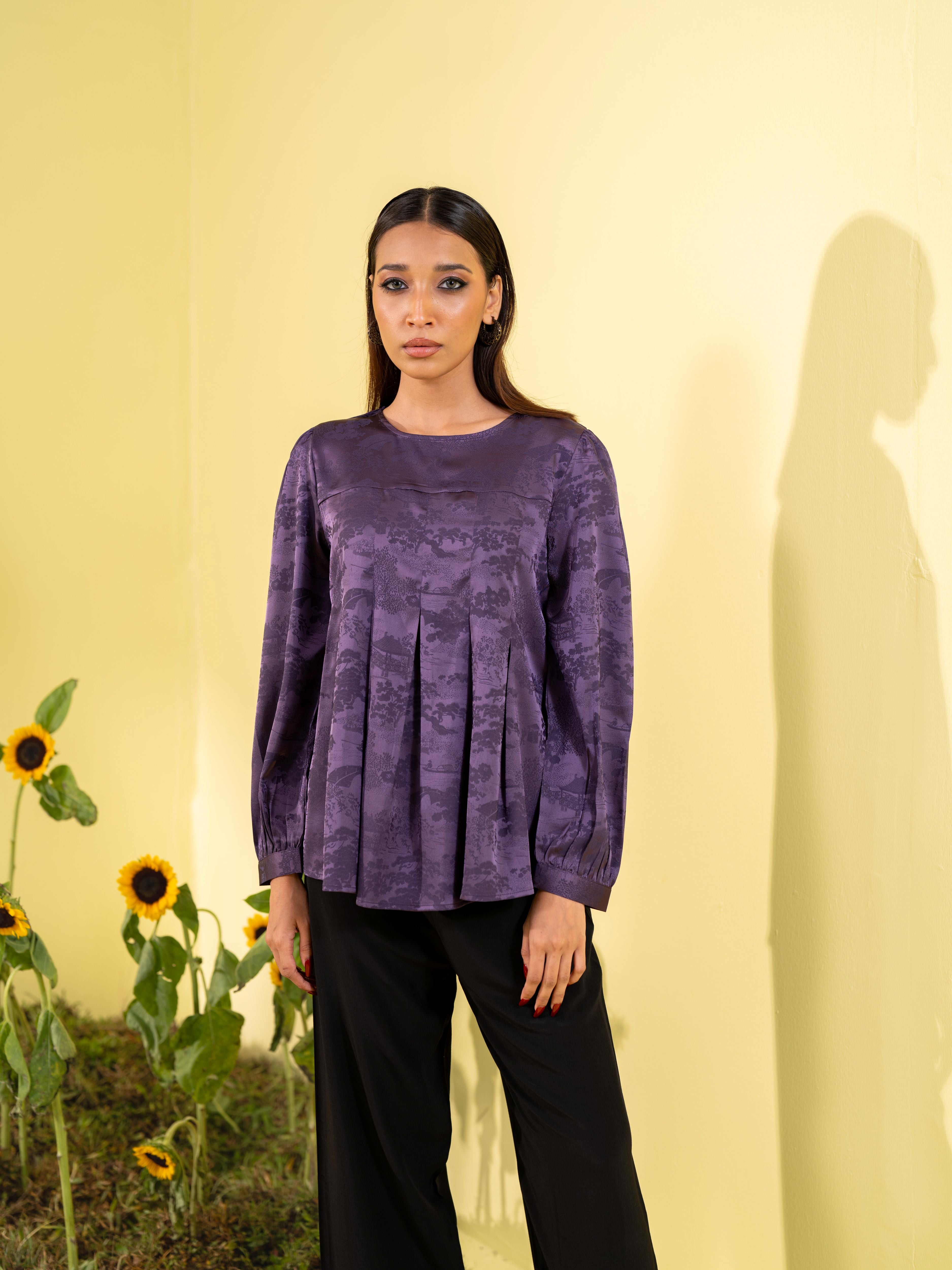 Dark Purple Women's Woven Fashion Top